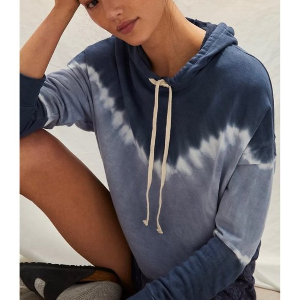 NWT Sundry Basic Tie-Dye Hoodie Anthropologie Blue Multi Extra Small XS